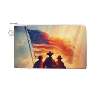 Jubonexis Canvas Wallet Bag,Patriotic Memorial Soldiers Silhouettes Print Coin Purse, Zipper Change Purse,Small Cosmetic Bag
