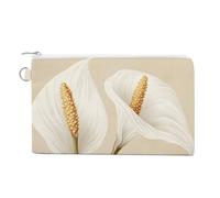 Jubonexis Canvas Wallet Bag,Peace Lily Print Coin Purse, Zipper Change Purse,Small Cosmetic Bag