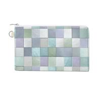 Jubonexis Canvas Wallet Bag,Pearlized Shimmer Tile Soft Mint Lavender Print Coin Purse, Zipper Change Purse,Small Cosmetic Bag