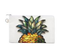 Jubonexis Canvas Wallet Bag,Pineapple Shape Tropical Beach Sunset Print Coin Purse, Zipper Change Purse,Small Cosmetic Bag