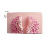 Jubonexis Canvas Wallet Bag,Pink Angel Wings Print Coin Purse, Zipper Change Purse,Small Cosmetic Bag