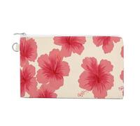 Jubonexis Canvas Wallet Bag,Pink Hibiscus Flower Pattern Print Coin Purse, Zipper Change Purse,Small Cosmetic Bag