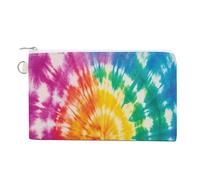 Jubonexis Canvas Wallet Bag,Rainbow Colors Swirls Tie-dye Pattern Print Coin Purse, Zipper Change Purse,Small Cosmetic Bag