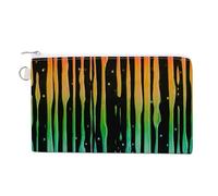 Jubonexis Canvas Wallet Bag,Rainbow Stripes Pattern Dripping Down Print Coin Purse, Zipper Change Purse,Small Cosmetic Bag