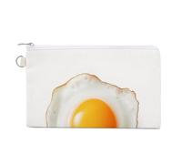 Jubonexis Canvas Wallet Bag,Realistic One Fried Egg Print Coin Purse, Zipper Change Purse,Small Cosmetic Bag