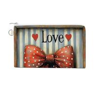 Jubonexis Canvas Wallet Bag,Red Bow with White Polka Dots Vintage Print Coin Purse, Zipper Change Purse,Small Cosmetic Bag