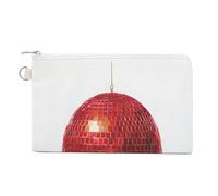 Jubonexis Canvas Wallet Bag,Red Disco Ball Print Coin Purse, Zipper Change Purse,Small Cosmetic Bag