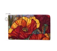 Jubonexis Canvas Wallet Bag,Red Poppies Print Coin Purse, Zipper Change Purse,Small Cosmetic Bag