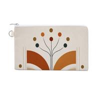 Jubonexis Canvas Wallet Bag,Rice White Embroidery Pattern with Dots Print Coin Purse, Zipper Change Purse,Small Cosmetic Bag