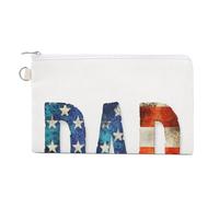Jubonexis Canvas Wallet Bag,Rustic Word DAD American Flag Pattern Print Coin Purse, Zipper Change Purse,Small Cosmetic Bag