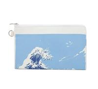 Jubonexis Canvas Wallet Bag,Scandinacian Style Ocean Waves Print Coin Purse, Zipper Change Purse,Small Cosmetic Bag