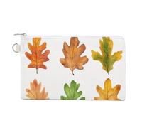 Jubonexis Canvas Wallet Bag,Set of Oak Leaves Print Coin Purse, Zipper Change Purse,Small Cosmetic Bag