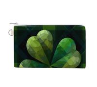 Jubonexis Canvas Wallet Bag,Shamrock on Black Green Plaid Pattern Print Coin Purse, Zipper Change Purse,Small Cosmetic Bag