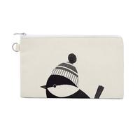 Jubonexis Canvas Wallet Bag,Simple Bird Black and White Print Coin Purse, Zipper Change Purse,Small Cosmetic Bag