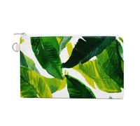 Jubonexis Canvas Wallet Bag,Simple Minimal Banana Leaf Pattern Print Coin Purse, Zipper Change Purse,Small Cosmetic Bag