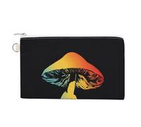 Jubonexis Canvas Wallet Bag,Simple Mushroom 70s Yellow Blue Red Green Print Coin Purse, Zipper Change Purse,Small Cosmetic Bag