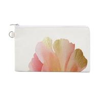 Jubonexis Canvas Wallet Bag,Single Delicate Petal with Gold Gradient Print Coin Purse, Zipper Change Purse,Small Cosmetic Bag