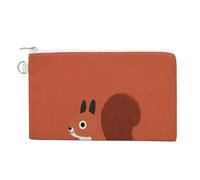 Jubonexis Canvas Wallet Bag,Squirrel Holding A Heart Print Coin Purse, Zipper Change Purse,Small Cosmetic Bag