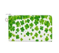 Jubonexis Canvas Wallet Bag,St. Patrick's Day Shamrock Leaves Falling Print Coin Purse, Zipper Change Purse,Small Cosmetic Bag