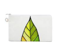 Jubonexis Canvas Wallet Bag,Stained Glass A Single Large Elongated Leaf Print Coin Purse, Zipper Change Purse,Small Cosmetic Bag