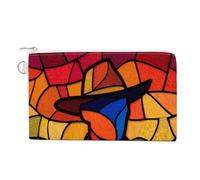 Jubonexis Canvas Wallet Bag,Stained Glass Cowboy Simple Print Coin Purse, Zipper Change Purse,Small Cosmetic Bag