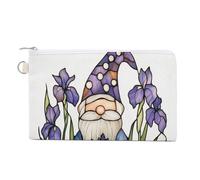 Jubonexis Canvas Wallet Bag,Stained Glass Cute Garden Gnome Print Coin Purse, Zipper Change Purse,Small Cosmetic Bag
