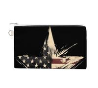 Jubonexis Canvas Wallet Bag,Star with American Flag Pattern Print Coin Purse, Zipper Change Purse,Small Cosmetic Bag