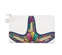Jubonexis Canvas Wallet Bag,Starfish with Floral Vintage Patterns Print Coin Purse, Zipper Change Purse,Small Cosmetic Bag