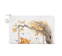 Jubonexis Canvas Wallet Bag,Two Cute Cartoon Female Ghosts Swings Print Coin Purse, Zipper Change Purse,Small Cosmetic Bag