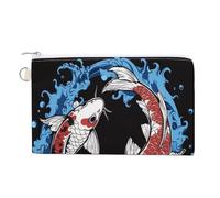 Jubonexis Canvas Wallet Bag,Two Red White Fish Swimming Print Coin Purse, Zipper Change Purse,Small Cosmetic Bag