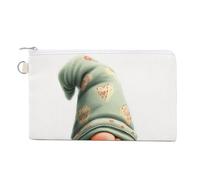 Jubonexis Canvas Wallet Bag,Valentine Gnome with Tall Hat Print Coin Purse, Zipper Change Purse,Small Cosmetic Bag