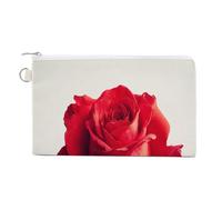 Jubonexis Canvas Wallet Bag,Vibrant Soft Red Rose Print Coin Purse, Zipper Change Purse,Small Cosmetic Bag