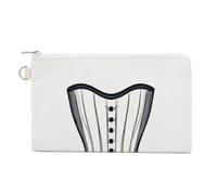 Jubonexis Canvas Wallet Bag,Waist-Cinching Dress Grey White Print Coin Purse, Zipper Change Purse,Small Cosmetic Bag