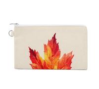 Jubonexis Canvas Wallet Bag,Watercolor Autumn Maple Leaf Print Coin Purse, Zipper Change Purse,Small Cosmetic Bag