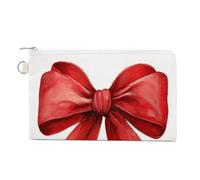Jubonexis Canvas Wallet Bag,Watercolor Big Red Bow for Christmas Print Coin Purse, Zipper Change Purse,Small Cosmetic Bag