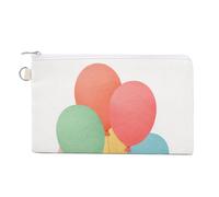 Jubonexis Canvas Wallet Bag,Watercolor Birthday Balloon Colorful Print Coin Purse, Zipper Change Purse,Small Cosmetic Bag