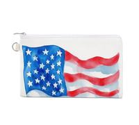 Jubonexis Canvas Wallet Bag,Watercolor Cartoon American Flag Print Coin Purse, Zipper Change Purse,Small Cosmetic Bag
