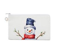 Jubonexis Canvas Wallet Bag,Watercolor Christmas Snowman Print Coin Purse, Zipper Change Purse,Small Cosmetic Bag