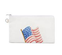 Jubonexis Canvas Wallet Bag,Watercolor Cute Little American Flag Print Coin Purse, Zipper Change Purse,Small Cosmetic Bag