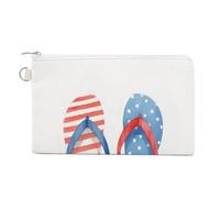Jubonexis Canvas Wallet Bag,Watercolor Cute Pair of Flip-Flops Print Coin Purse, Zipper Change Purse,Small Cosmetic Bag