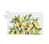 Jubonexis Canvas Wallet Bag,Watercolor Lemon Tree Print Coin Purse, Zipper Change Purse,Small Cosmetic Bag