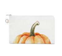 Jubonexis Canvas Wallet Bag,Watercolor Orange Pumpkin Print Coin Purse, Zipper Change Purse,Small Cosmetic Bag