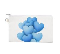 Jubonexis Canvas Wallet Bag,Watercolor Pastel Blue Heart Balloon Bouquet Print Coin Purse, Zipper Change Purse,Small Cosmetic Bag