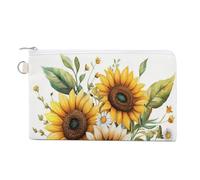 Jubonexis Canvas Wallet Bag,Watercolor Sunflower Bouquet Print Coin Purse, Zipper Change Purse,Small Cosmetic Bag
