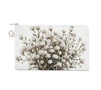 Jubonexis Canvas Wallet Bag,Watercolor White Flower Glass Vase Print Coin Purse, Zipper Change Purse,Small Cosmetic Bag