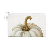 Jubonexis Canvas Wallet Bag,Watercolor White Pumpkin Print Coin Purse, Zipper Change Purse,Small Cosmetic Bag