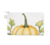 Jubonexis Canvas Wallet Bag,Watercolor Yellow Pumpkin Print Coin Purse, Zipper Change Purse,Small Cosmetic Bag