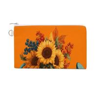 Jubonexis Canvas Wallet Bag,Watering Can with Sunflowers Print Coin Purse, Zipper Change Purse,Small Cosmetic Bag