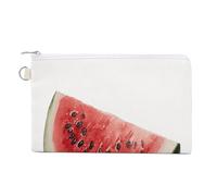 Jubonexis Canvas Wallet Bag,Watermelon Slice with Seeds Print Coin Purse, Zipper Change Purse,Small Cosmetic Bag