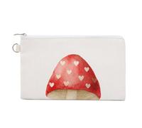 Jubonexis Canvas Wallet Bag,Whimsical Valentine’s Mushroom Print Coin Purse, Zipper Change Purse,Small Cosmetic Bag